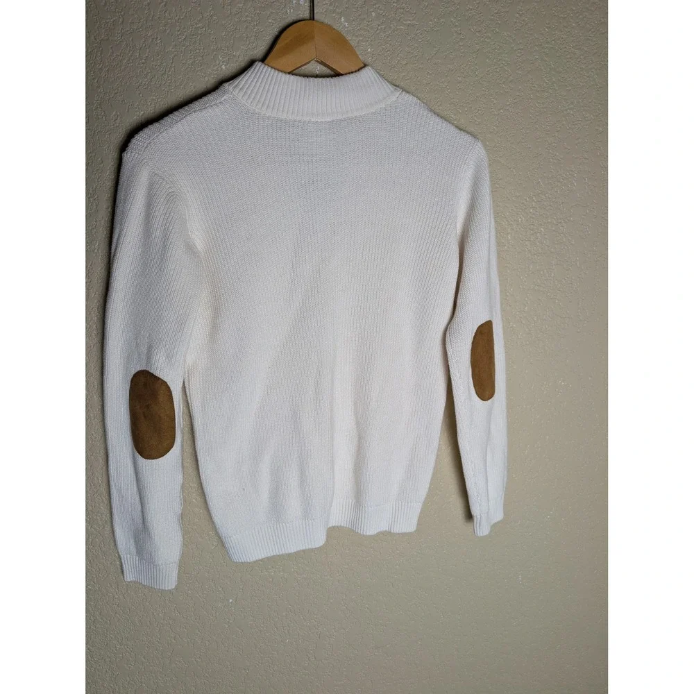 Gymboree Boys Size 12 Ivory Cotton Sweater Suede Elbow Patches Preppy